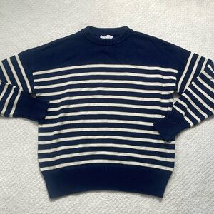 Minnow navy and cream striped cotton sweater